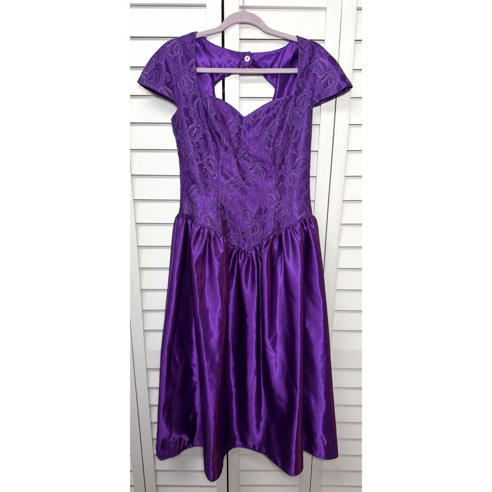 Alfred Angelo Vintage 1980's Liquid Satin Lace Prom Dress Women's Size 10